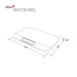 WHITE MEL 20kg 5g  550 x 330 Báscula para bebes Gram dimensiones