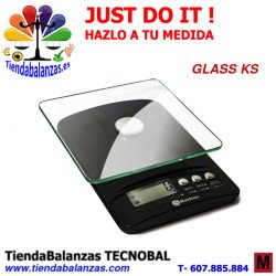 GLASS KS 5000g 1g 150x150mm Balanza cocina Baxtran