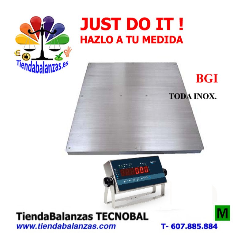 BGI 1212/1512/1515 1500/3000Kg Plataforma inox Baxtran visor inox portada