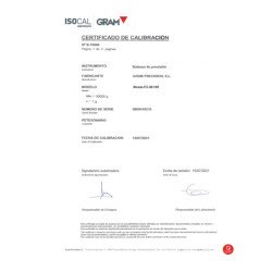 Certificado ISOCAL Clase M hasta 2 kg de Gram