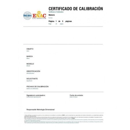 Certificado oficial masas ENAC pesas F hasta 2 kg de Gram