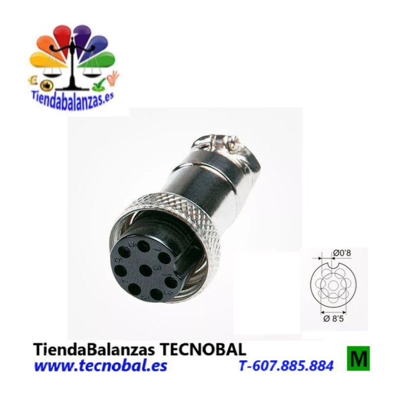 Conector hembra DIN8 RS-232 K3 a impresora de GRAM portada