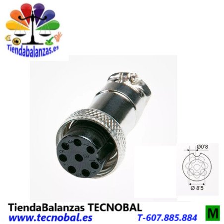 Conector hembra DIN8 RS-232 K3 a impresora de GRAM portada