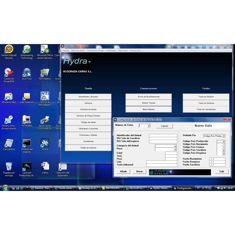 PROGRAMACIÓN XS CABECERA-LEYENDA Y HASTA 300 PLU TECNOBAL