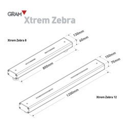 GRAM XTREM ZEBRA IP-67 Barras pesadoras pintadas cotas y dimensiones